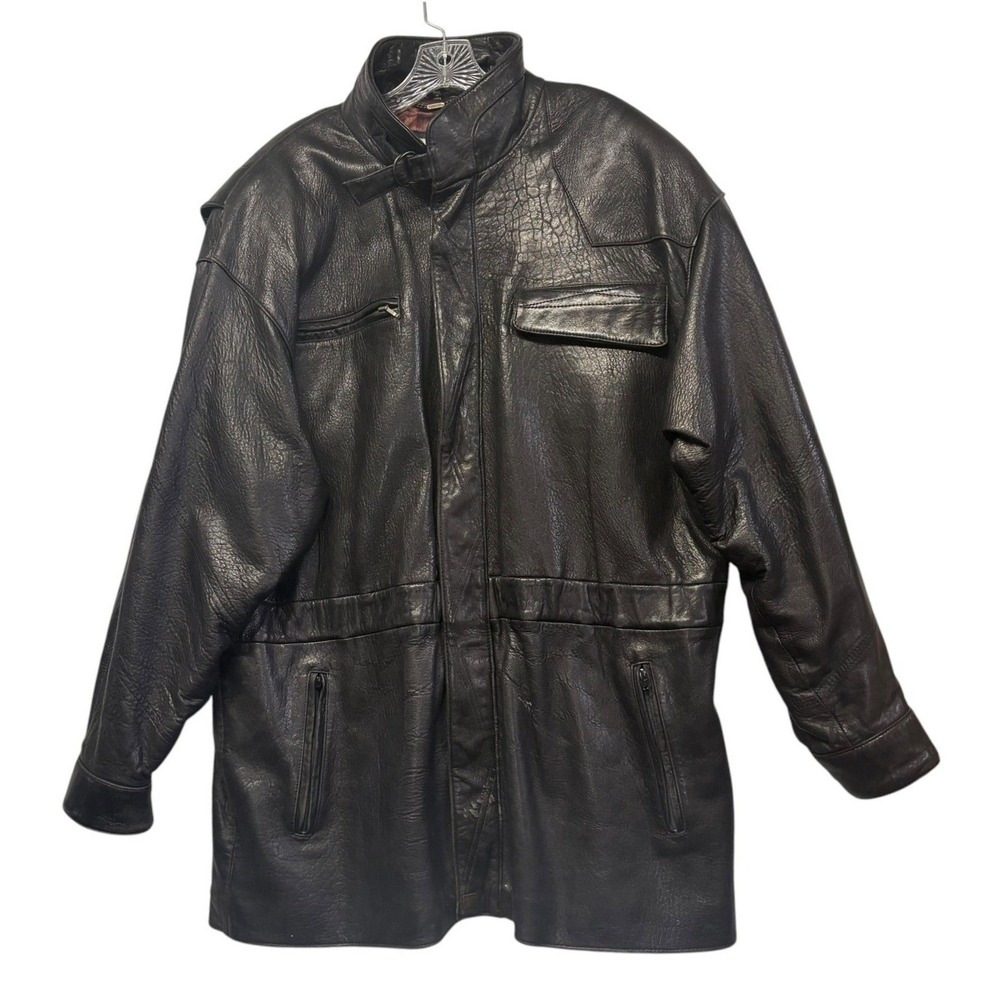 90s Collezione USA Vintage Leather Jacket Vintage Oversized Minimalist Moto 44